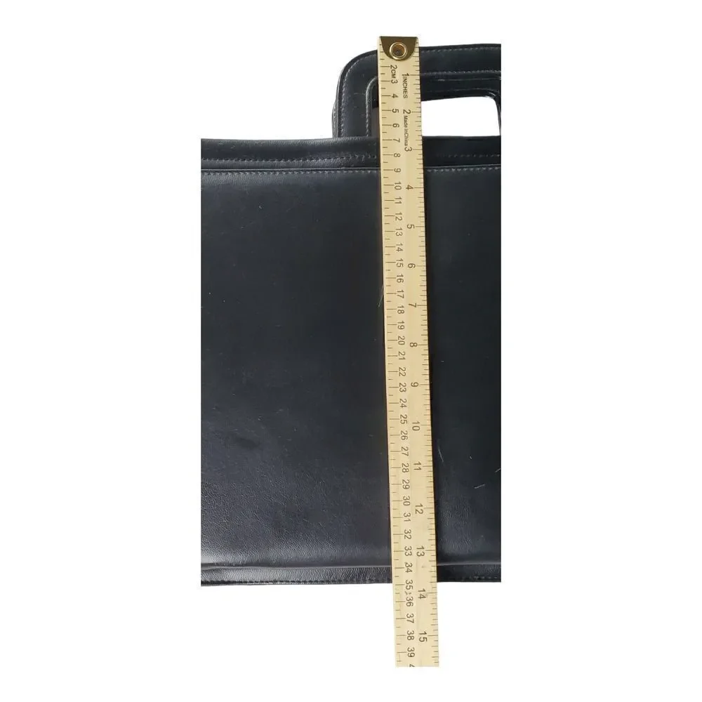 Attaché Organizer Briefcase Expandable Black Vinyl Retractable Handles Portfolio